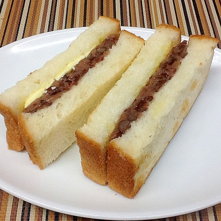 あんバターサンドイッチ(粒あんの作り方)